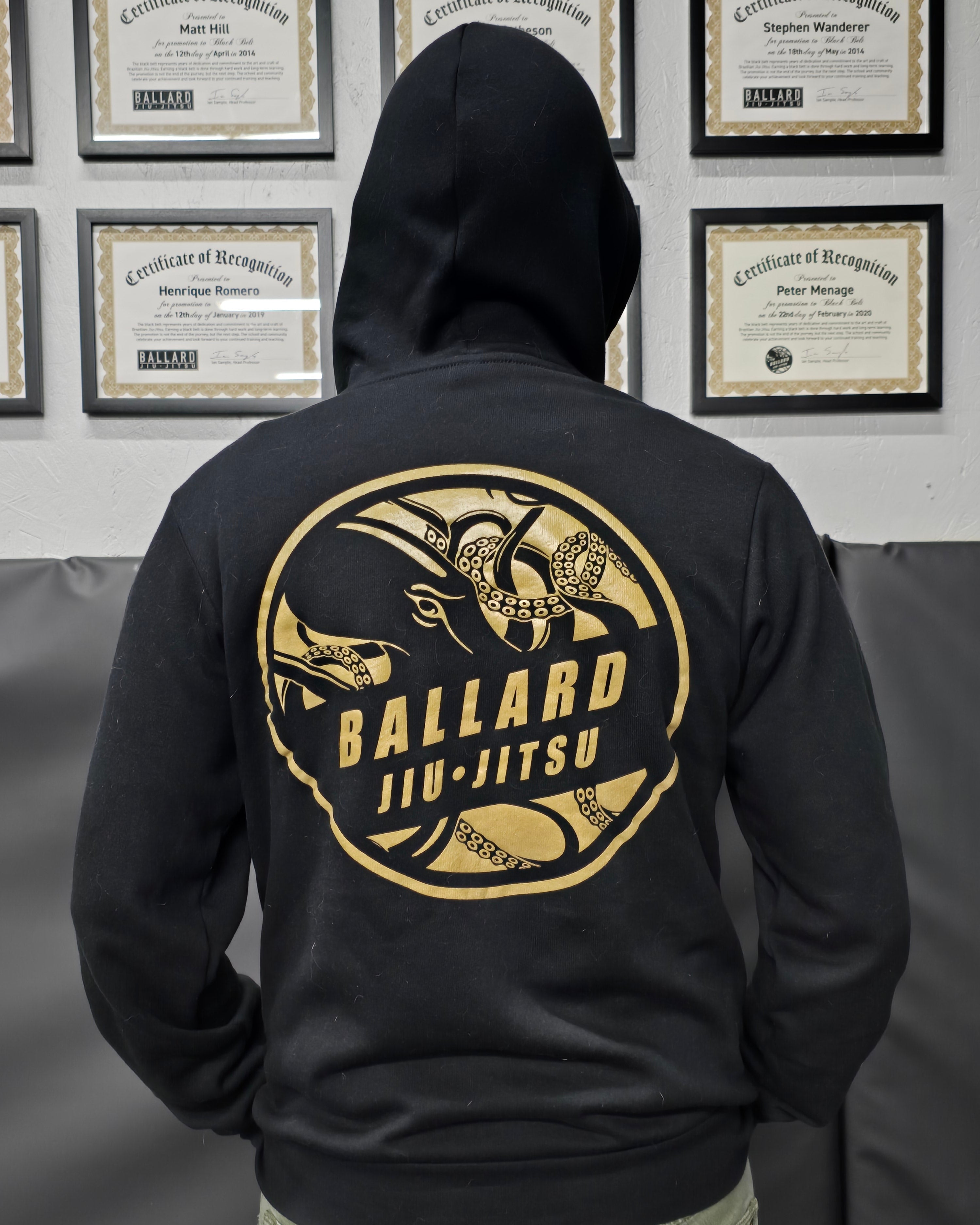 Ballard Jiu Jitsu Black and Gold Hoodie